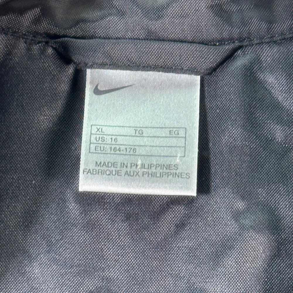 Vintage Nike Windbreaker‎ Jacket Women XL 16 Black Pink Padded Swoosh Sportswear
